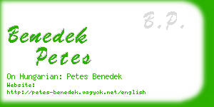 benedek petes business card